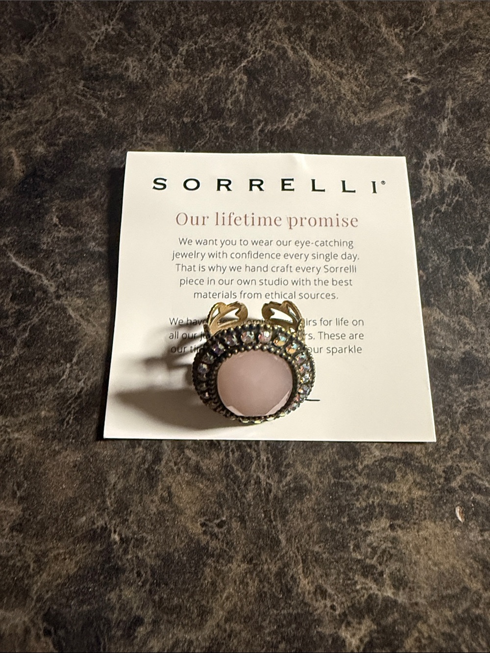 Sorrelli Rose Pink Center Crystal Ring in Gold Tone